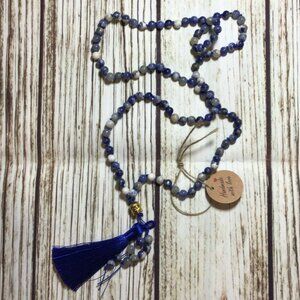 Sodalite Gemstone Bead Handmade Beaded Mala Necklace